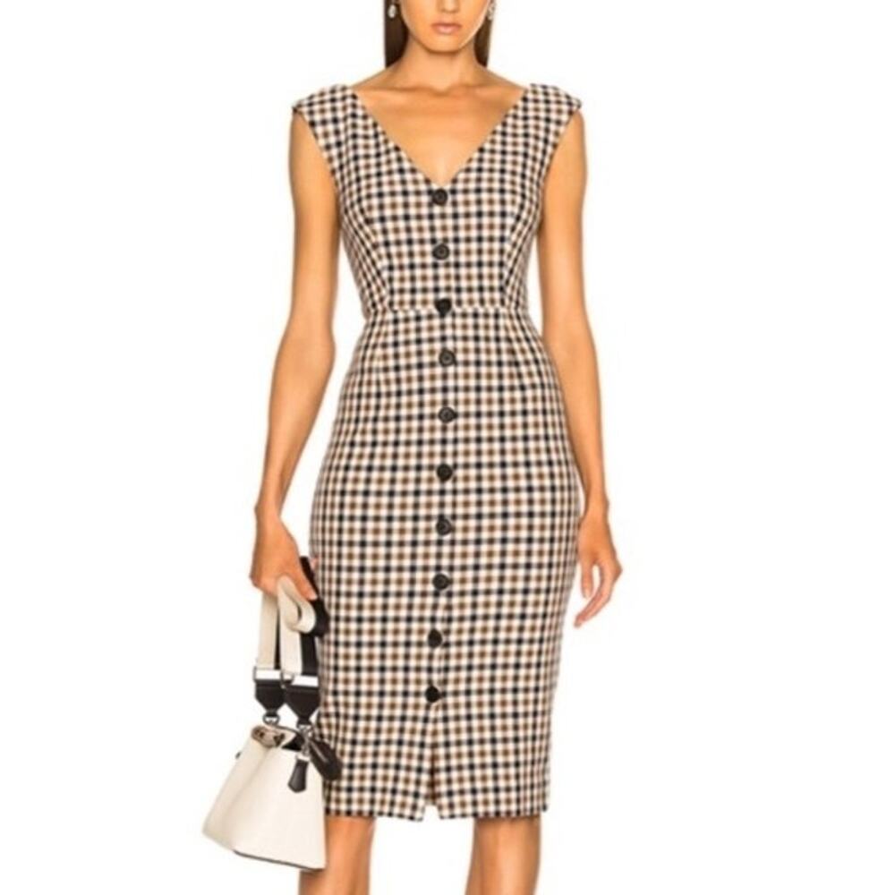 Veronica Beard Dress Lark Size 8 Plaid Check Midi Dress Knee Length $550 NWT - Picture 2 of 11